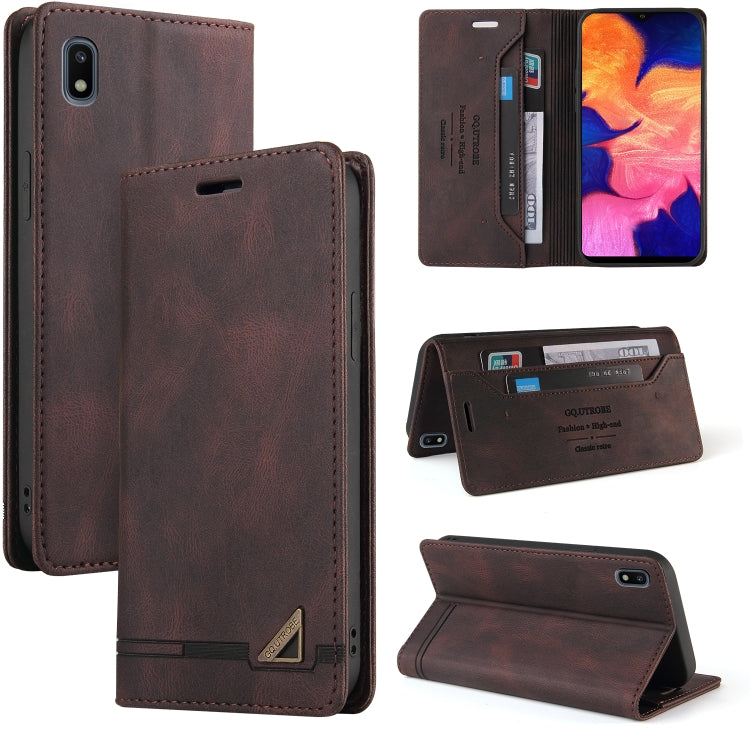 For Samsung Galaxy A10 Skin Feel Anti-theft Brush Horizontal Flip Leather Case with Holder & Card Slots & Wallet