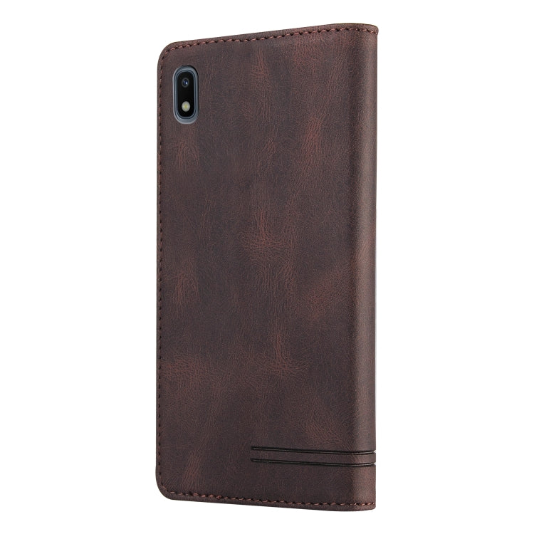 For Samsung Galaxy A10 Skin Feel Anti-theft Brush Horizontal Flip Leather Case with Holder & Card Slots & Wallet