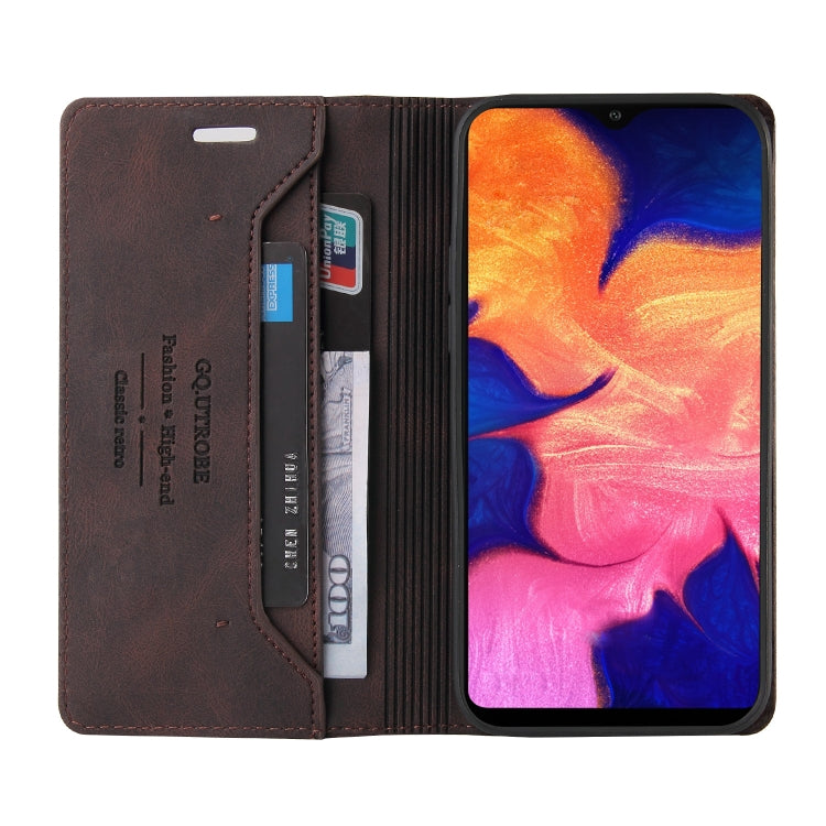 For Samsung Galaxy A10 Skin Feel Anti-theft Brush Horizontal Flip Leather Case with Holder & Card Slots & Wallet