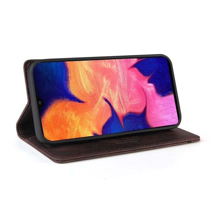 For Samsung Galaxy A10 Skin Feel Anti-theft Brush Horizontal Flip Leather Case with Holder & Card Slots & Wallet