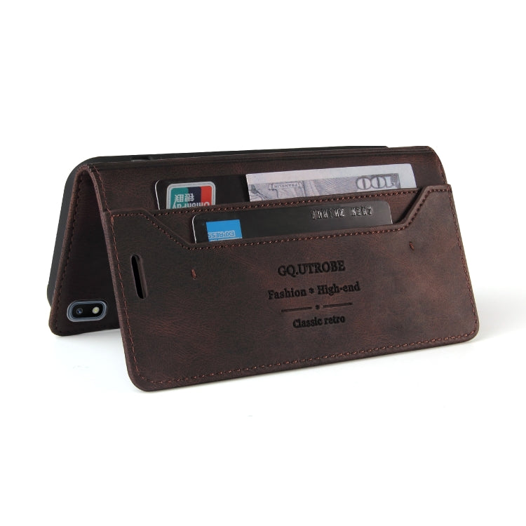 For Samsung Galaxy A10 Skin Feel Anti-theft Brush Horizontal Flip Leather Case with Holder & Card Slots & Wallet