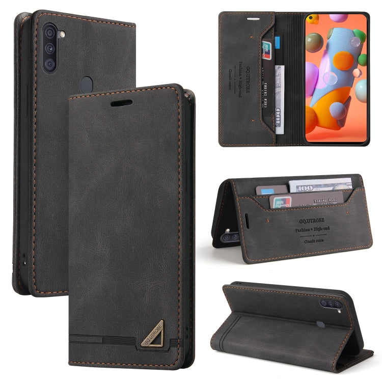 For Samsung Galaxy A11 EU Version Skin Feel Anti-theft Brush Horizontal Flip Leather Case with Holder & Card Slots & Wallet