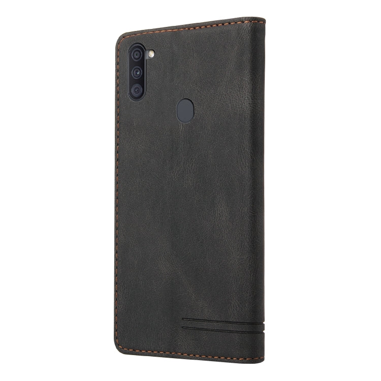 For Samsung Galaxy A11 EU Version Skin Feel Anti-theft Brush Horizontal Flip Leather Case with Holder & Card Slots & Wallet