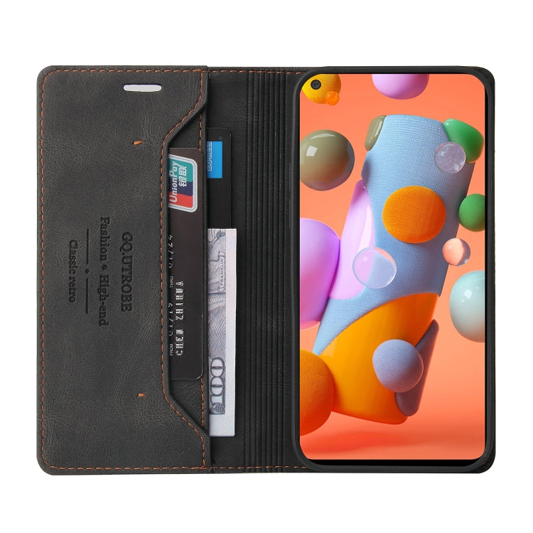 For Samsung Galaxy A11 EU Version Skin Feel Anti-theft Brush Horizontal Flip Leather Case with Holder & Card Slots & Wallet