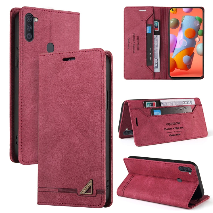 For Samsung Galaxy A11 EU Version Skin Feel Anti-theft Brush Horizontal Flip Leather Case with Holder & Card Slots & Wallet