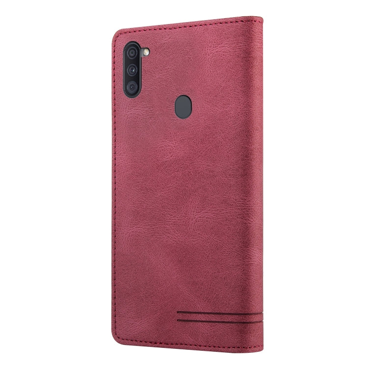 For Samsung Galaxy A11 EU Version Skin Feel Anti-theft Brush Horizontal Flip Leather Case with Holder & Card Slots & Wallet