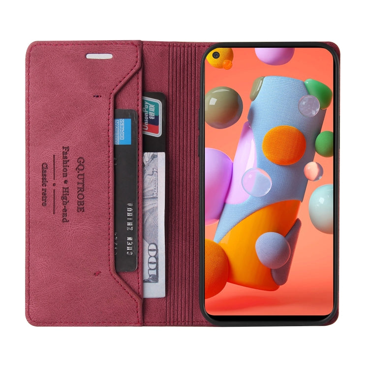 For Samsung Galaxy A11 EU Version Skin Feel Anti-theft Brush Horizontal Flip Leather Case with Holder & Card Slots & Wallet