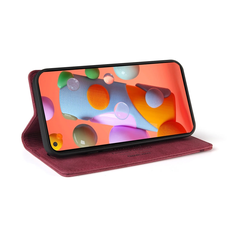 For Samsung Galaxy A11 EU Version Skin Feel Anti-theft Brush Horizontal Flip Leather Case with Holder & Card Slots & Wallet