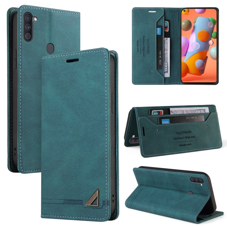 For Samsung Galaxy A11 EU Version Skin Feel Anti-theft Brush Horizontal Flip Leather Case with Holder & Card Slots & Wallet
