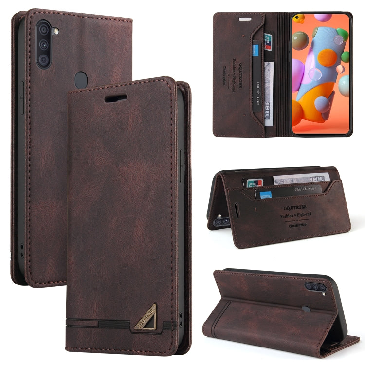 For Samsung Galaxy A11 EU Version Skin Feel Anti-theft Brush Horizontal Flip Leather Case with Holder & Card Slots & Wallet