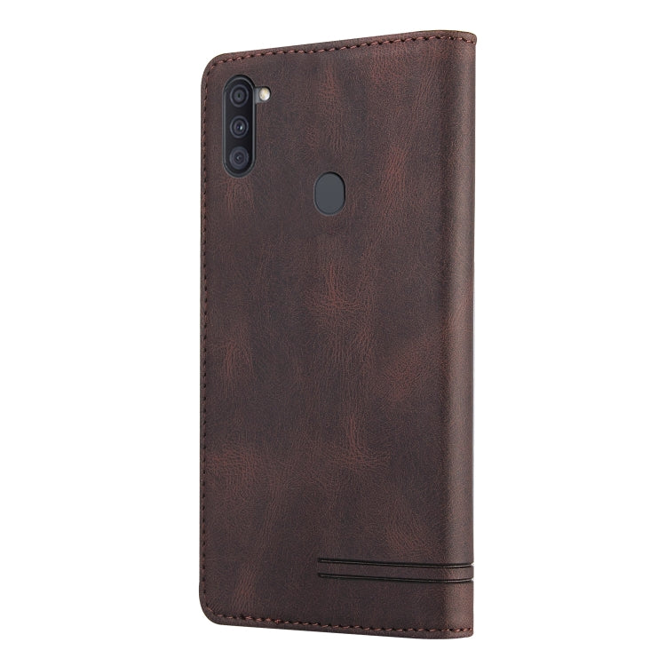 For Samsung Galaxy A11 EU Version Skin Feel Anti-theft Brush Horizontal Flip Leather Case with Holder & Card Slots & Wallet