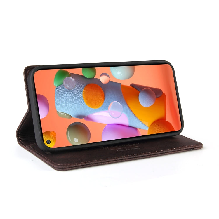 For Samsung Galaxy A11 EU Version Skin Feel Anti-theft Brush Horizontal Flip Leather Case with Holder & Card Slots & Wallet