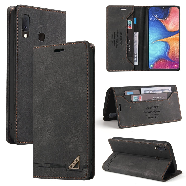 For Samsung Galaxy A20e Skin Feel Anti-theft Brush Horizontal Flip Leather Case with Holder & Card Slots & Wallet