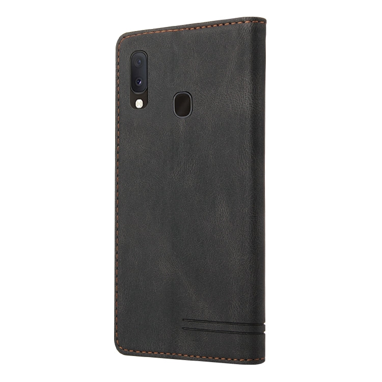 For Samsung Galaxy A20e Skin Feel Anti-theft Brush Horizontal Flip Leather Case with Holder & Card Slots & Wallet