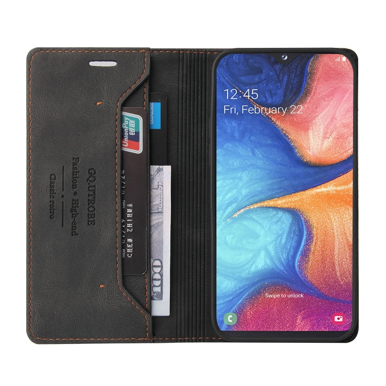 For Samsung Galaxy A20e Skin Feel Anti-theft Brush Horizontal Flip Leather Case with Holder & Card Slots & Wallet