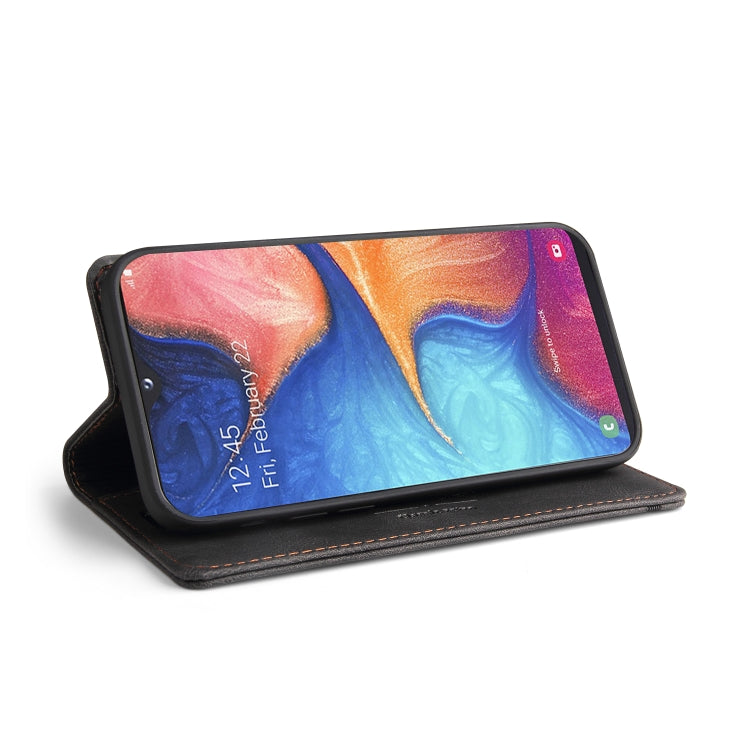 For Samsung Galaxy A20e Skin Feel Anti-theft Brush Horizontal Flip Leather Case with Holder & Card Slots & Wallet