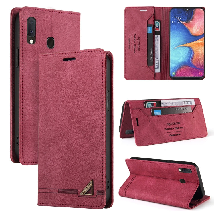 For Samsung Galaxy A20e Skin Feel Anti-theft Brush Horizontal Flip Leather Case with Holder & Card Slots & Wallet