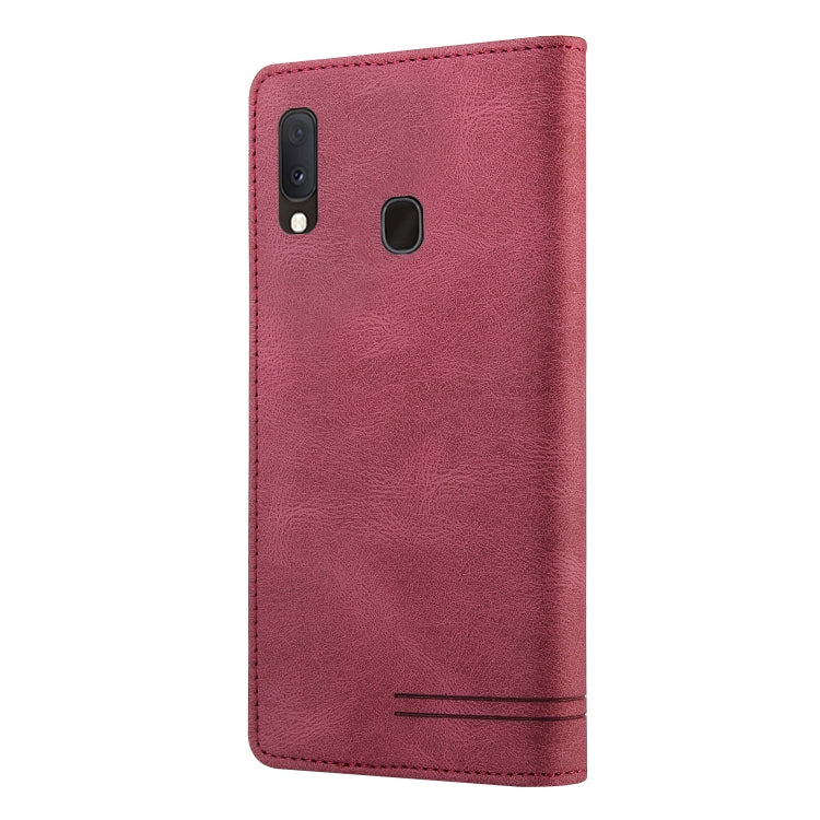 For Samsung Galaxy A20e Skin Feel Anti-theft Brush Horizontal Flip Leather Case with Holder & Card Slots & Wallet