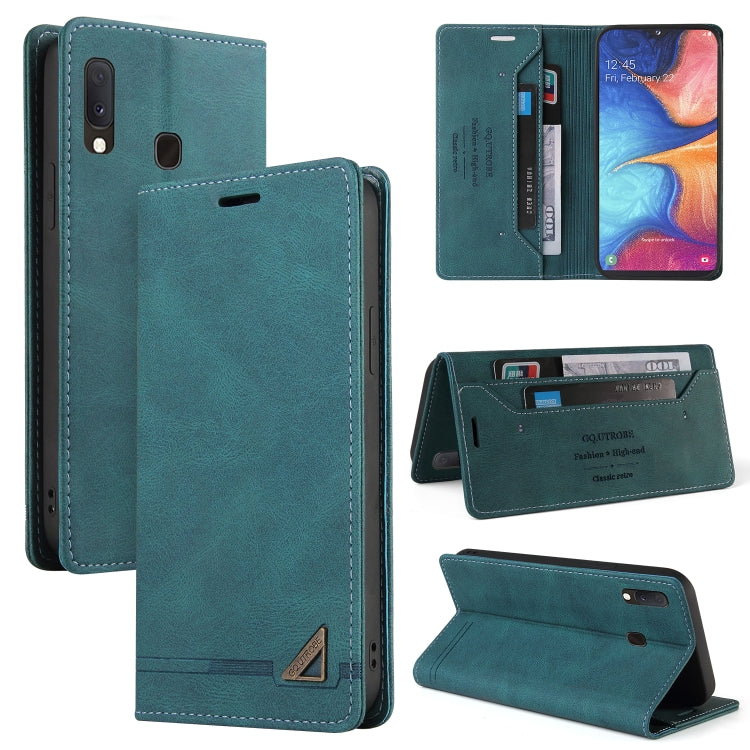 For Samsung Galaxy A20e Skin Feel Anti-theft Brush Horizontal Flip Leather Case with Holder & Card Slots & Wallet