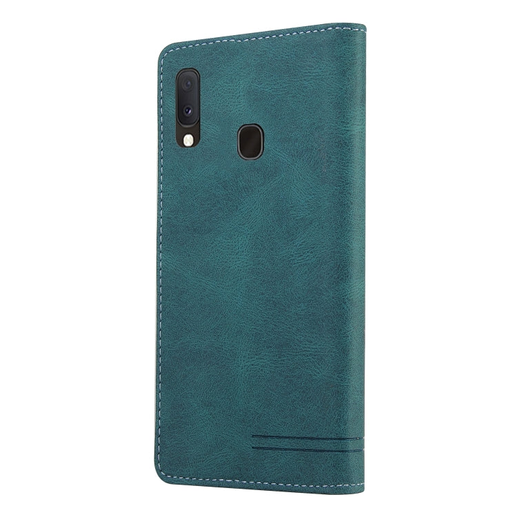For Samsung Galaxy A20e Skin Feel Anti-theft Brush Horizontal Flip Leather Case with Holder & Card Slots & Wallet