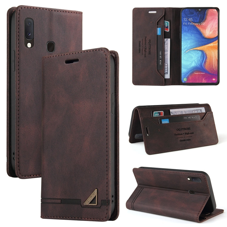 For Samsung Galaxy A20e Skin Feel Anti-theft Brush Horizontal Flip Leather Case with Holder & Card Slots & Wallet
