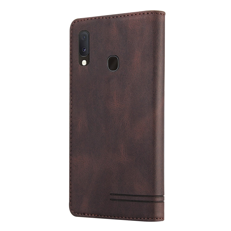 For Samsung Galaxy A20e Skin Feel Anti-theft Brush Horizontal Flip Leather Case with Holder & Card Slots & Wallet