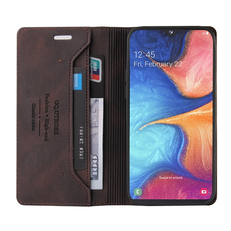 For Samsung Galaxy A20e Skin Feel Anti-theft Brush Horizontal Flip Leather Case with Holder & Card Slots & Wallet
