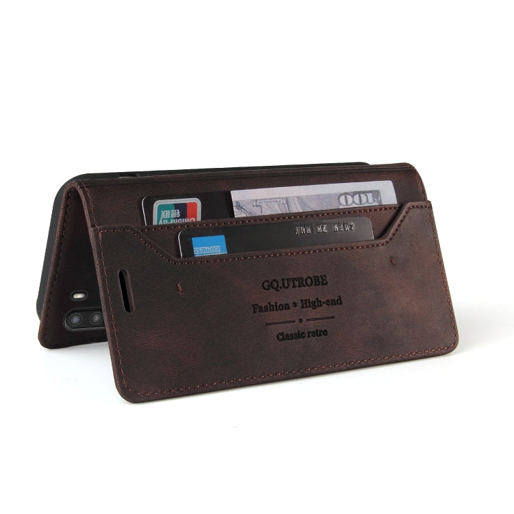 For Samsung Galaxy A21 Skin Feel Anti-theft Brush Horizontal Flip Leather Case with Holder & Card Slots & Wallet