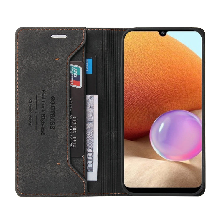 For Samsung Galaxy A32 4G Skin Feel Anti-theft Brush Horizontal Flip Leather Case with Holder & Card Slots & Wallet