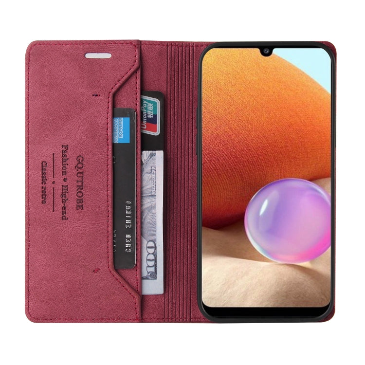 For Samsung Galaxy A32 4G Skin Feel Anti-theft Brush Horizontal Flip Leather Case with Holder & Card Slots & Wallet
