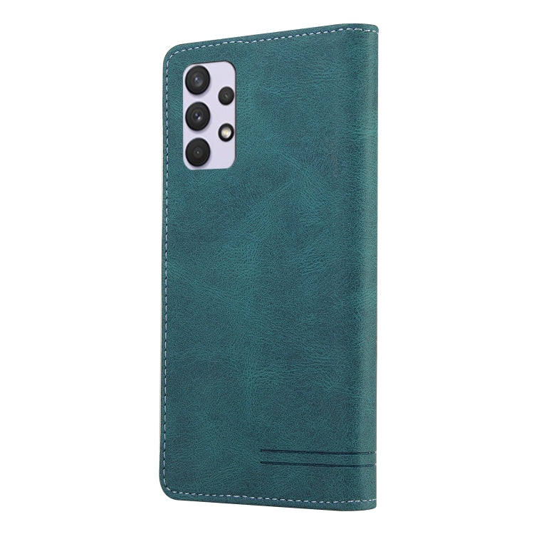 For Samsung Galaxy A32 4G Skin Feel Anti-theft Brush Horizontal Flip Leather Case with Holder & Card Slots & Wallet