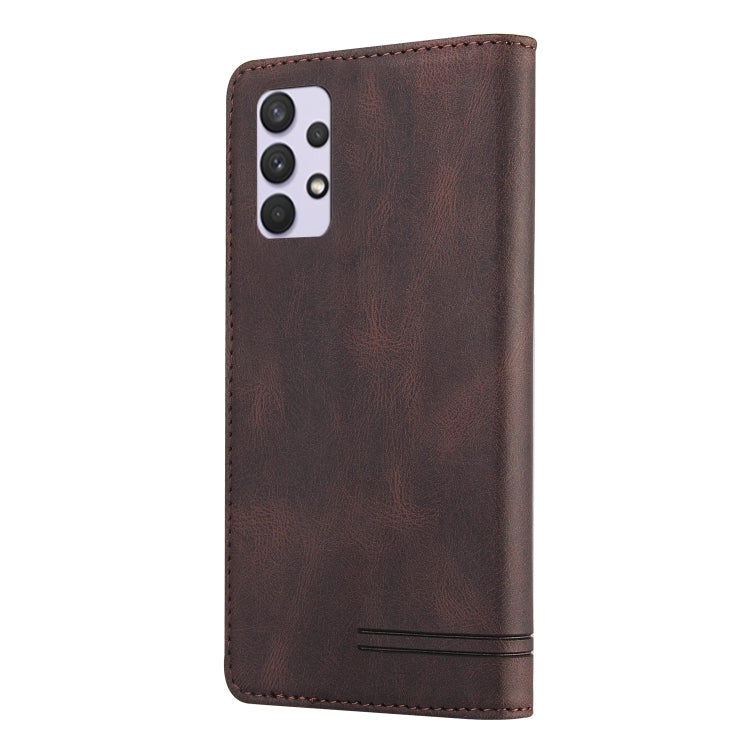 For Samsung Galaxy A32 4G Skin Feel Anti-theft Brush Horizontal Flip Leather Case with Holder & Card Slots & Wallet