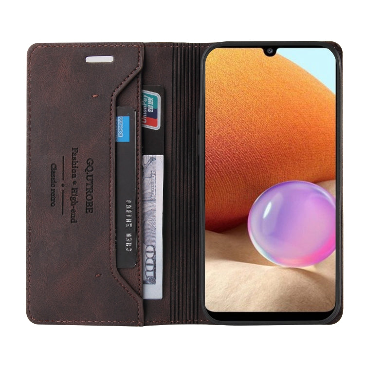 For Samsung Galaxy A32 4G Skin Feel Anti-theft Brush Horizontal Flip Leather Case with Holder & Card Slots & Wallet