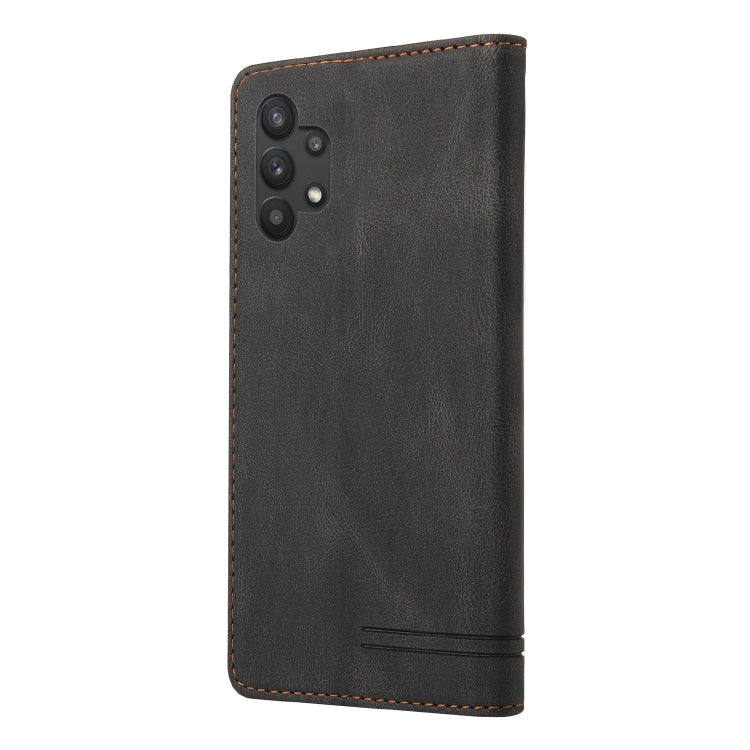 For Samsung Galaxy A32 5G Skin Feel Anti-theft Brush Horizontal Flip Leather Case with Holder & Card Slots & Wallet
