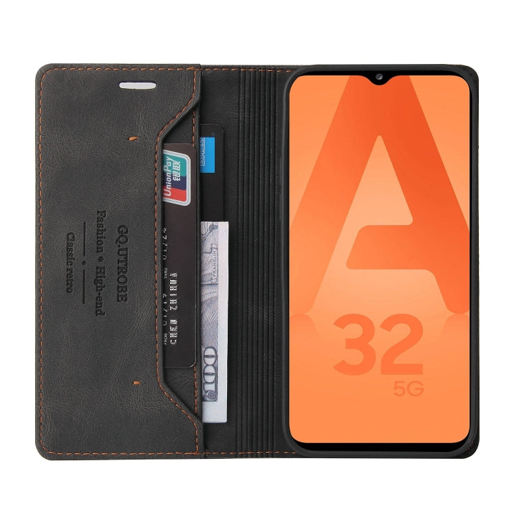 For Samsung Galaxy A32 5G Skin Feel Anti-theft Brush Horizontal Flip Leather Case with Holder & Card Slots & Wallet