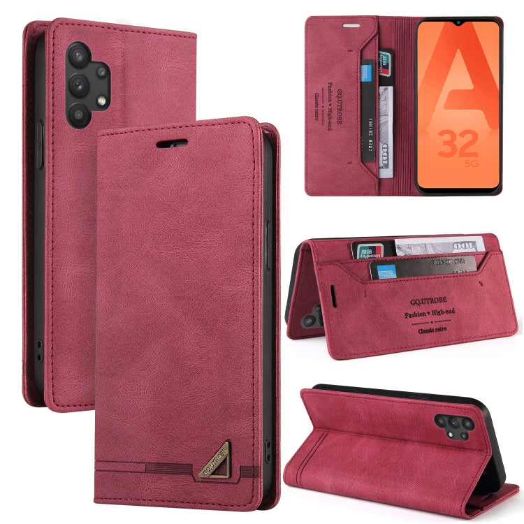 For Samsung Galaxy A32 5G Skin Feel Anti-theft Brush Horizontal Flip Leather Case with Holder & Card Slots & Wallet