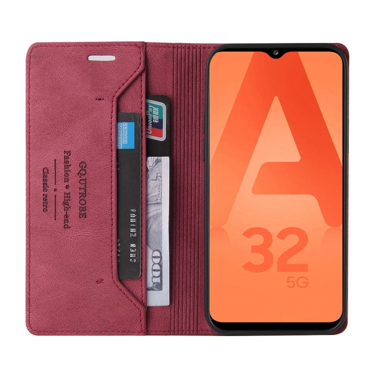 For Samsung Galaxy A32 5G Skin Feel Anti-theft Brush Horizontal Flip Leather Case with Holder & Card Slots & Wallet