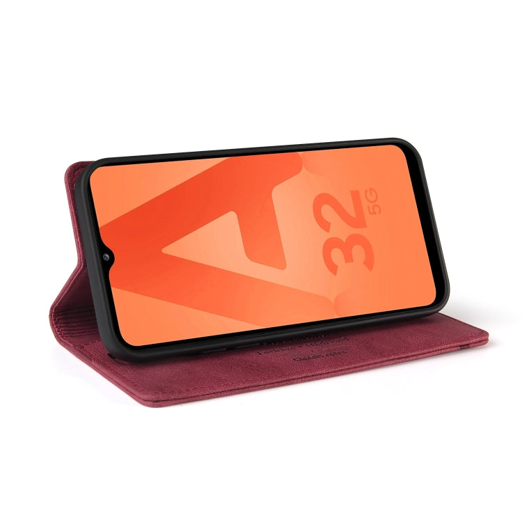 For Samsung Galaxy A32 5G Skin Feel Anti-theft Brush Horizontal Flip Leather Case with Holder & Card Slots & Wallet