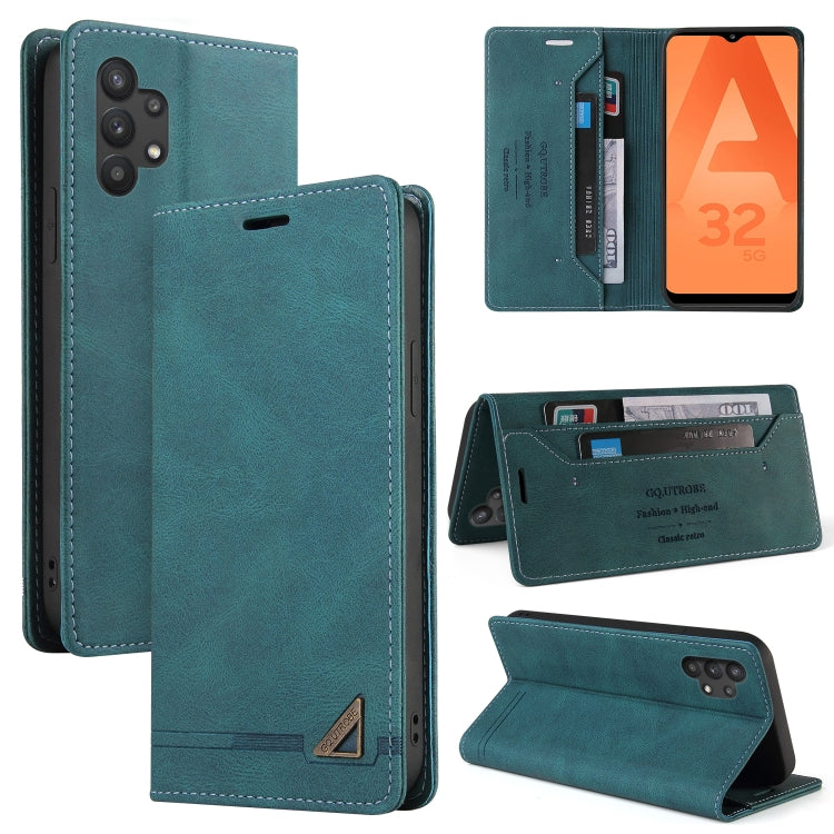 For Samsung Galaxy A32 5G Skin Feel Anti-theft Brush Horizontal Flip Leather Case with Holder & Card Slots & Wallet