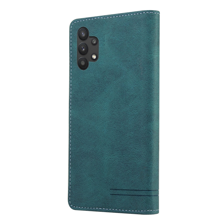 For Samsung Galaxy A32 5G Skin Feel Anti-theft Brush Horizontal Flip Leather Case with Holder & Card Slots & Wallet