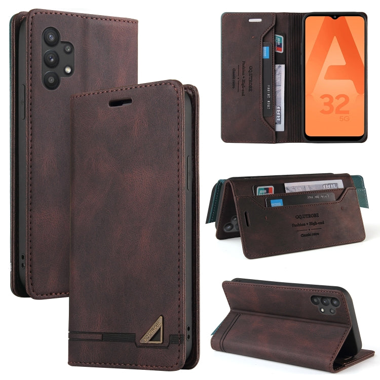 For Samsung Galaxy A32 5G Skin Feel Anti-theft Brush Horizontal Flip Leather Case with Holder & Card Slots & Wallet