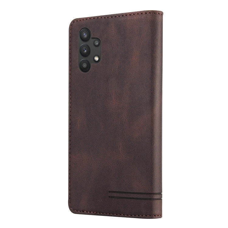 For Samsung Galaxy A32 5G Skin Feel Anti-theft Brush Horizontal Flip Leather Case with Holder & Card Slots & Wallet