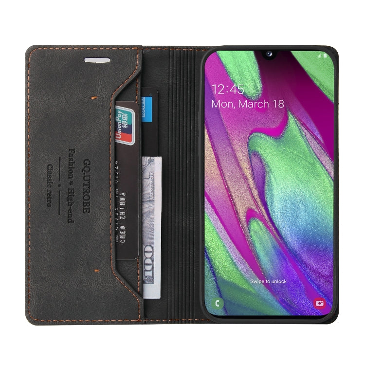 For Samsung Galaxy A40 Skin Feel Anti-theft Brush Horizontal Flip Leather Case with Holder & Card Slots & Wallet