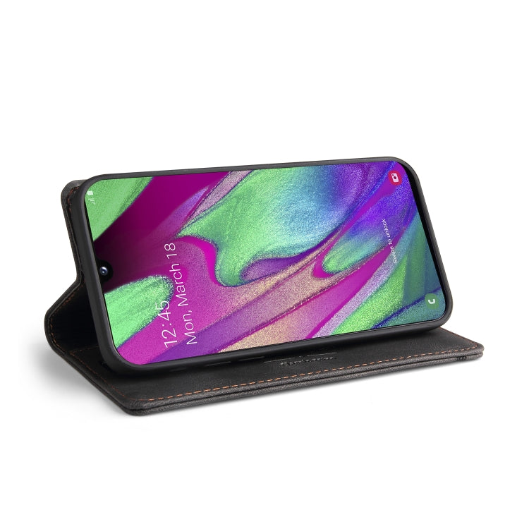 For Samsung Galaxy A40 Skin Feel Anti-theft Brush Horizontal Flip Leather Case with Holder & Card Slots & Wallet
