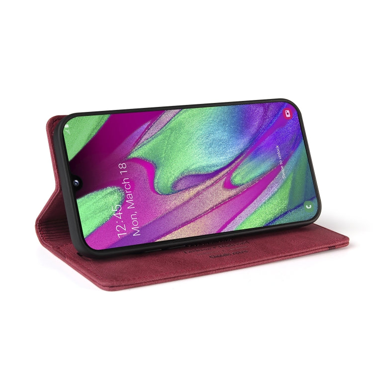 For Samsung Galaxy A40 Skin Feel Anti-theft Brush Horizontal Flip Leather Case with Holder & Card Slots & Wallet