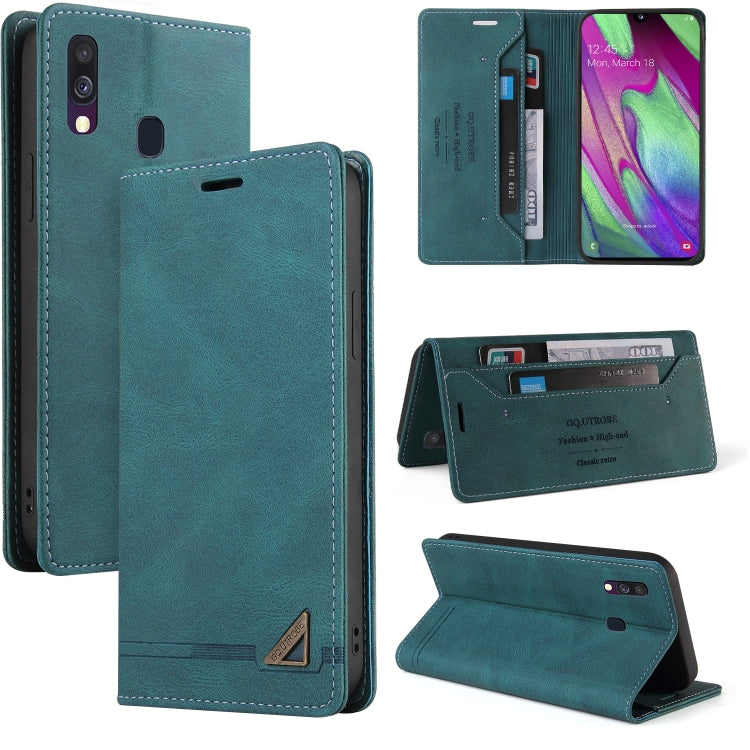 For Samsung Galaxy A40 Skin Feel Anti-theft Brush Horizontal Flip Leather Case with Holder & Card Slots & Wallet