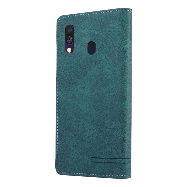 For Samsung Galaxy A40 Skin Feel Anti-theft Brush Horizontal Flip Leather Case with Holder & Card Slots & Wallet