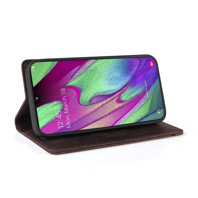 For Samsung Galaxy A40 Skin Feel Anti-theft Brush Horizontal Flip Leather Case with Holder & Card Slots & Wallet