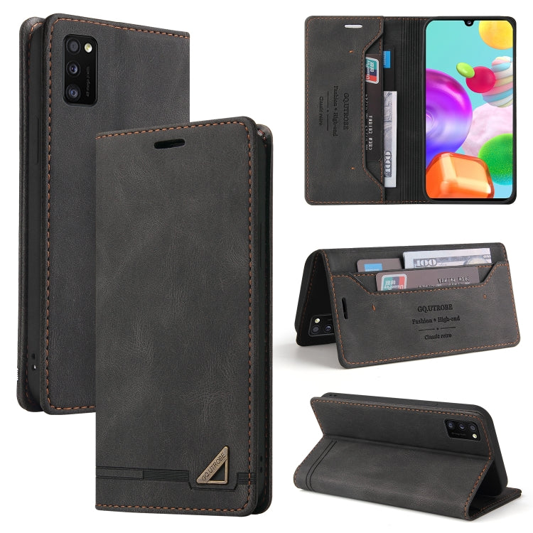 For Samsung Galaxy A41 Skin Feel Anti-theft Brush Horizontal Flip Leather Case with Holder & Card Slots & Wallet
