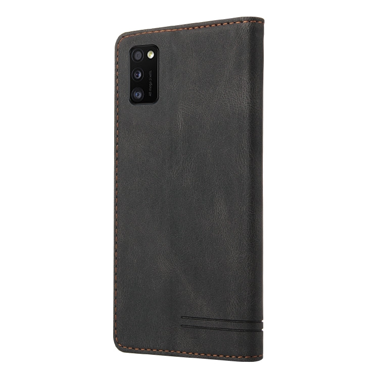 For Samsung Galaxy A41 Skin Feel Anti-theft Brush Horizontal Flip Leather Case with Holder & Card Slots & Wallet